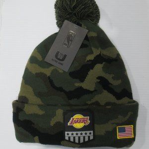 Los Angeles Lakers Green Camo Knit Pom Beanie One Size
